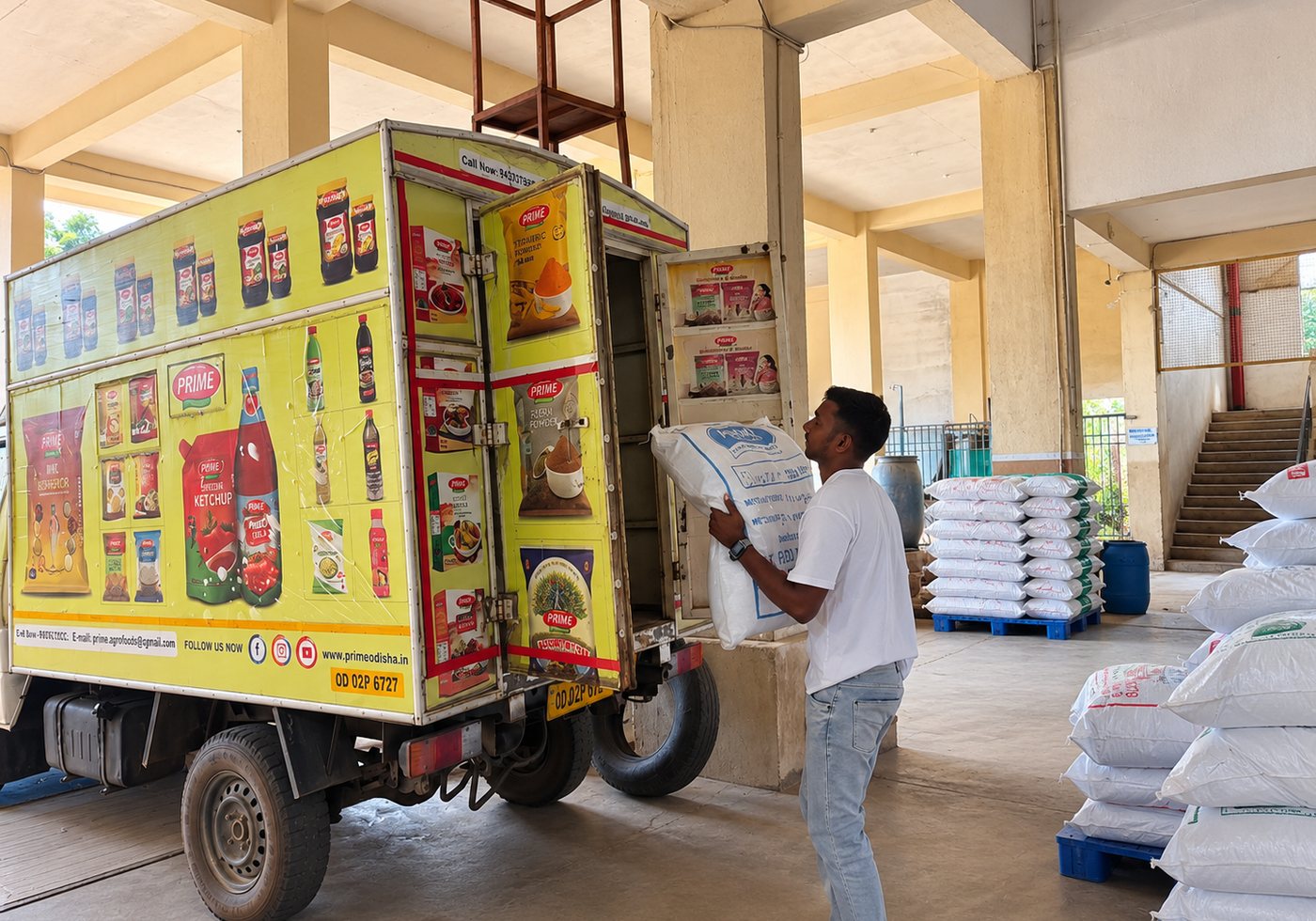 Loading a branded Prime delivery van at our warehouse