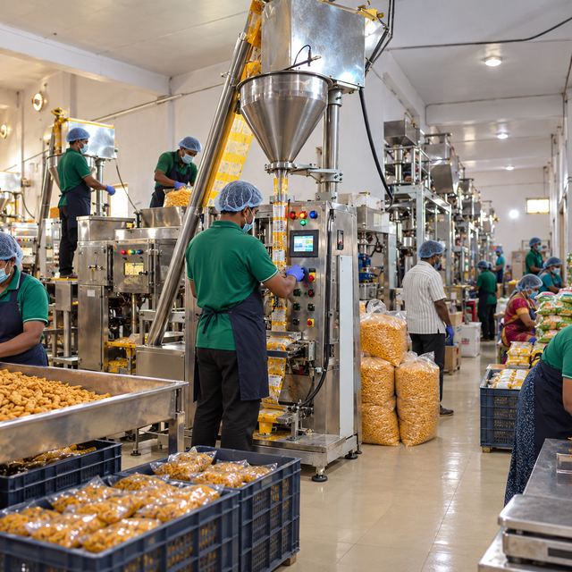 Our team on the namkeen packing floor