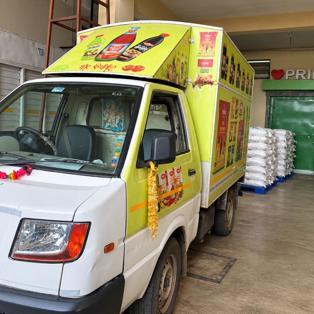 Our delivery van at the warehouse